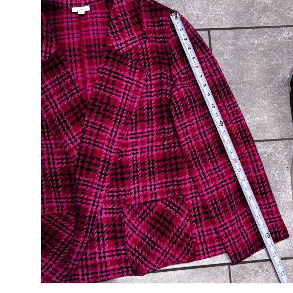 J. Jill Plaid Chenille Blazer Women XL TALL Pink‎ Black Open Front Academia $149 - Picture 9 of 10